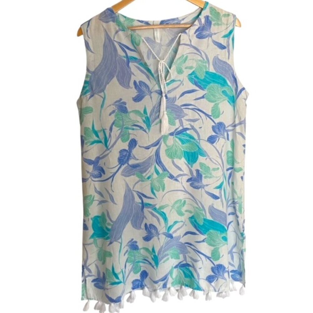 Cynthia Rowley Floral Linen Blend Beach Coverup Dress Medium